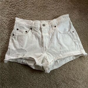 Levi’s Distressed White Denim Shorts